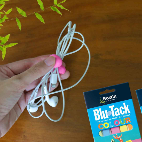 Bostik-DIY-Philippines-tutorial-Quick-and-Easy-Way-to-Organize-Your-Earphones-with-Blu-Tack-Colour-Step-2